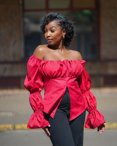 Vanilla Red Ruched Top