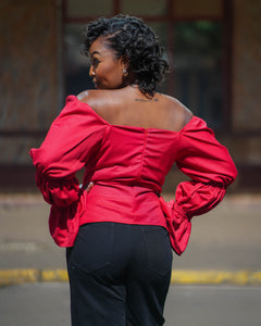 Vanilla Red Ruched Top